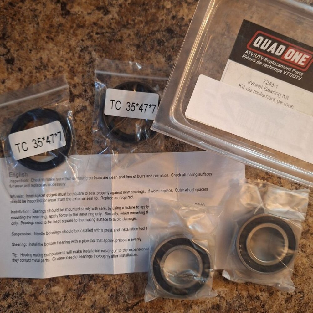 Quad One Wheel Bearing Kit Kawasaki Mule Yamaha‎ Tri Zinger Replacement Set ATV